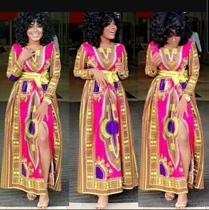 Vibrant Pink and Gold Maxi Dress Size XL